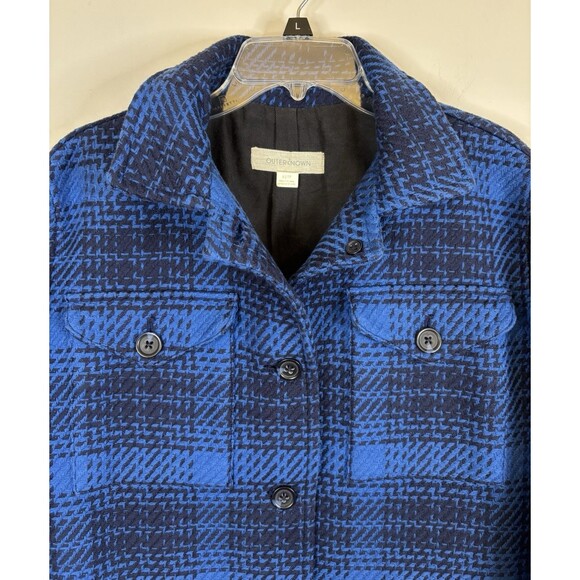 OUTERKNOWN Cloud Weave Shirt Jacket Women XS Blue Plaid Heavy Shacket Pockets - Picture 5 of 15